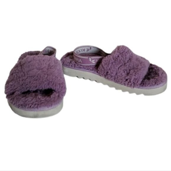 Koolaburra by Ugg Fuzz’n Faux Fur Open Toe Sandal Purple Cozy Slipper Big Kids 4 - Picture 13 of 13